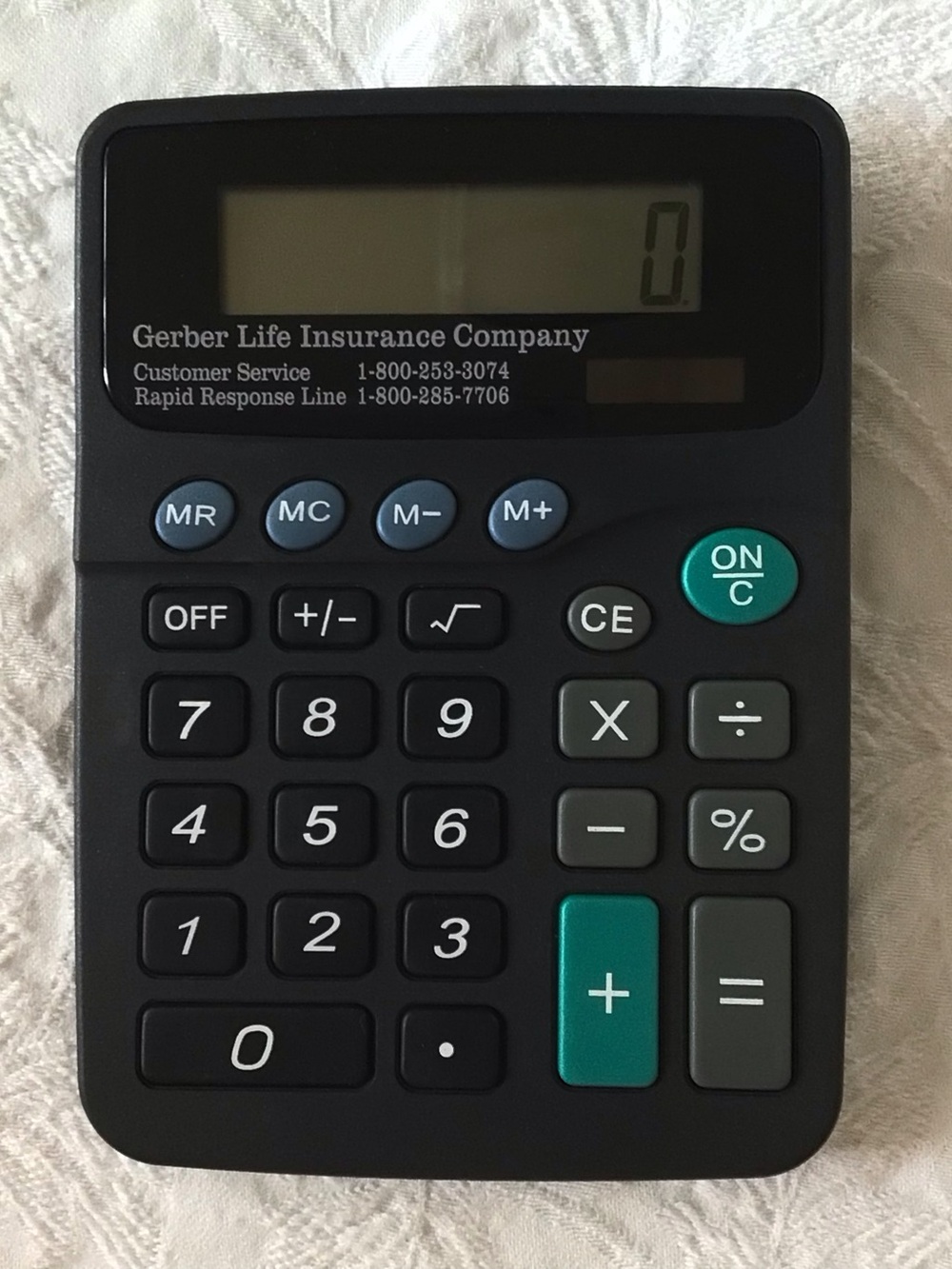 ⁠Gerber Life Insurance Desktop Calculator Digital Display Promo Corporate Office